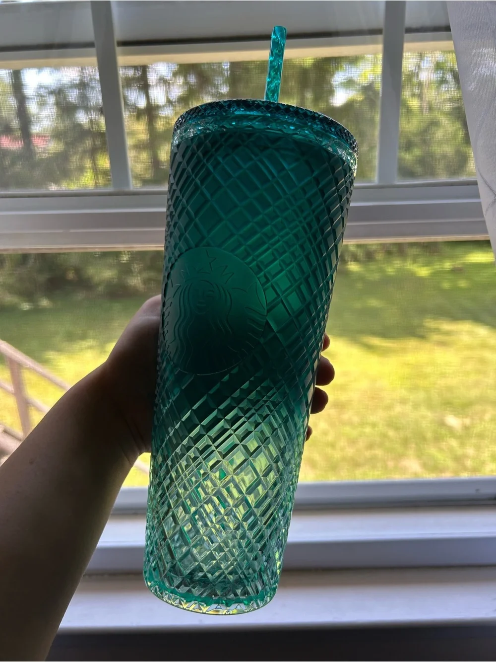 STARBUCKS Sparkling Sea Glass Cold Cup with Straw